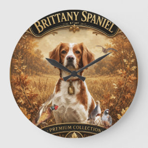 Brittany Spaniel , Passion for Birds Large Clock
