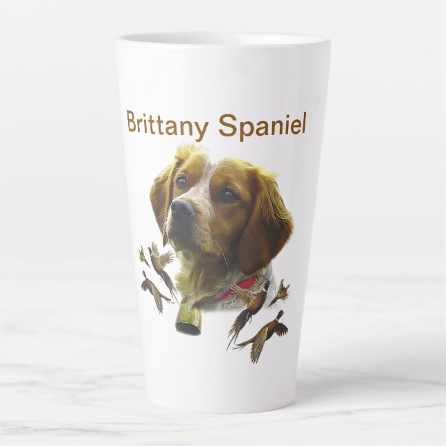Brittany Spaniel , Passion for Birds Latte Mug (Front)