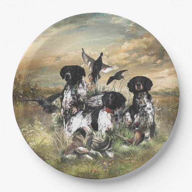 Brittany Spaniel , Passion for Birds Paper Plate (Front)