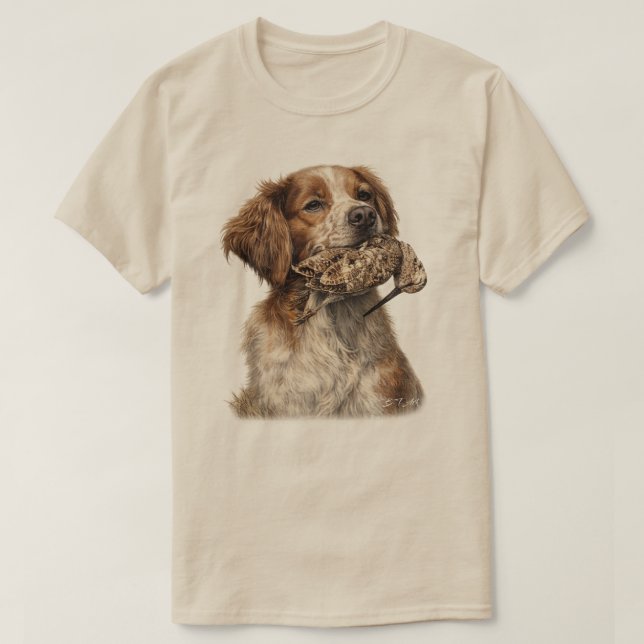 Brittany Spaniel , Passion for Birds T-Shirt (Design Front)