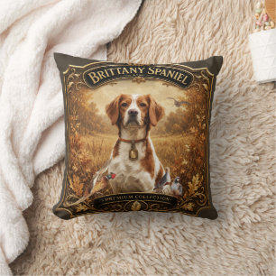 Brittany Spaniel , Passion for Birds Throw Pillow