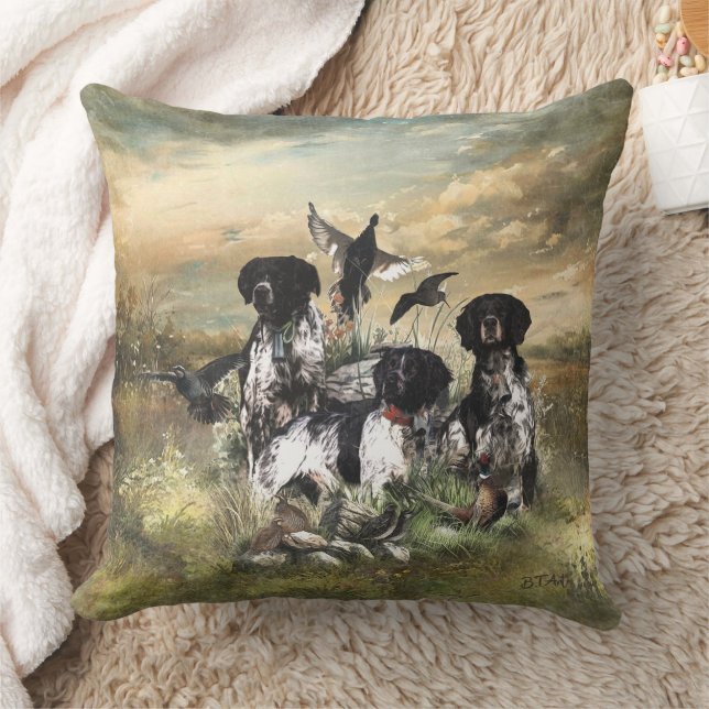 Brittany Spaniel , Passion for Birds Throw Pillow (Blanket)