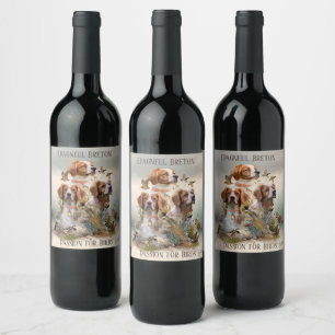 Brittany Spaniel , Passion for Birds Wine Label