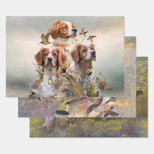 Brittany Spaniel , Passion for Birds Wrapping Paper Sheet