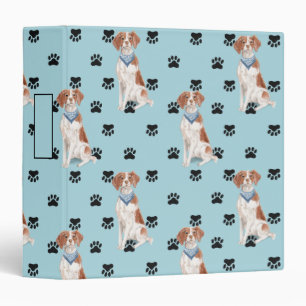 Brittany Spaniel Paw Prints Pattern Binder