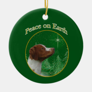 Brittany Spaniel Peace Ceramic Ornament