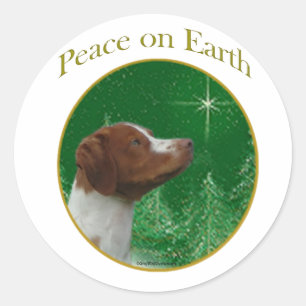 Brittany Spaniel Peace Classic Round Sticker