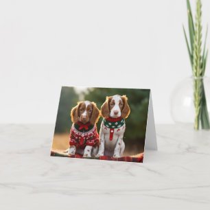 Brittany Spaniel Puppies Christmas Card