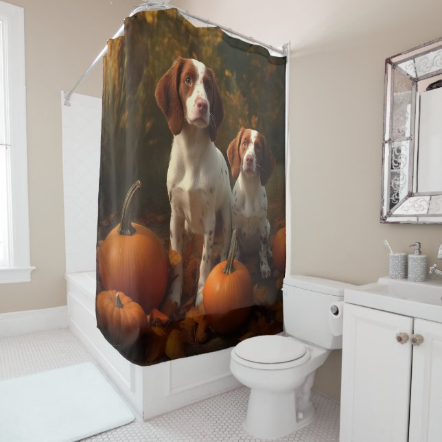 Brittany Spaniel Puppy Autumn Delight Pumpkin  (In Situ)