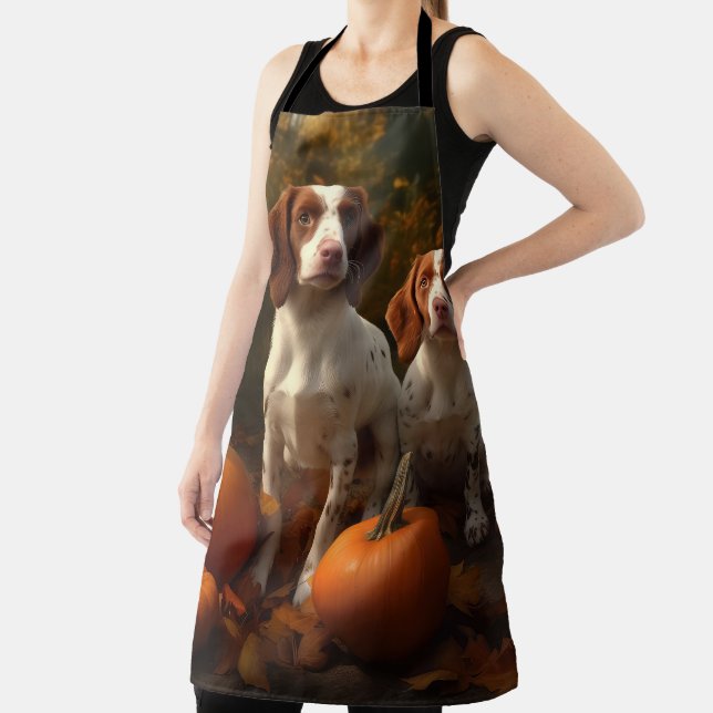 Brittany Spaniel Puppy Autumn Delight Pumpkin  Apron (Insitu)