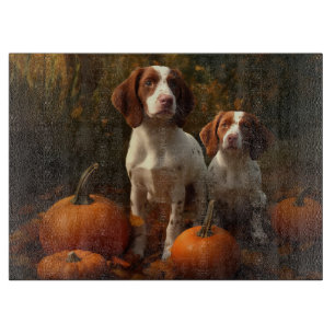 Brittany Spaniel Puppy Autumn Delight Pumpkin  Cutting Board