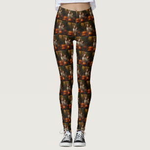 Brittany Spaniel Puppy Autumn Delight Pumpkin  Leggings