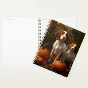 Brittany Spaniel Puppy Autumn Delight Pumpkin  Planner