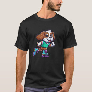 Brittany Spaniel Roller Skating Dog Funny Skater T-Shirt