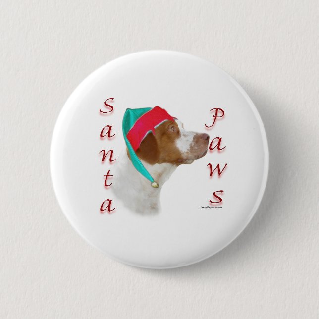 Brittany Spaniel Santa Paws 2 Inch Round Button (Front)