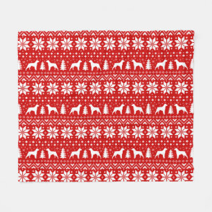 Brittany Spaniel Silhouettes Dog Christmas Pattern Fleece Blanket