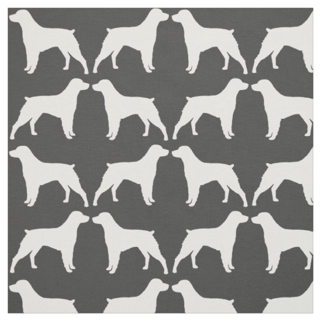 Brittany Spaniel Silhouettes Grey and White Fabric (Swatch)