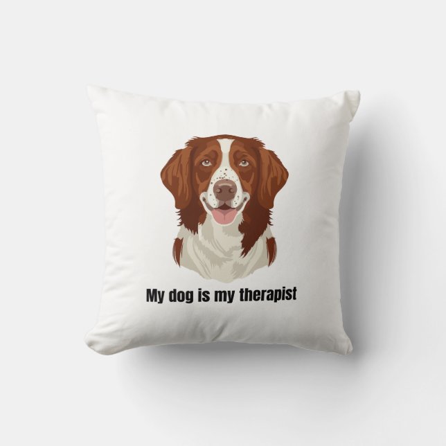 Brittany Spaniel Throw Pillow (Front)