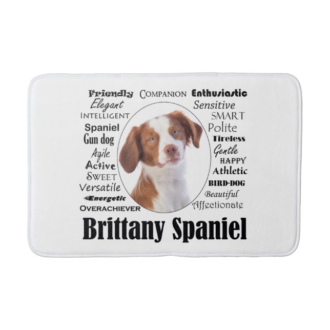 Brittany Spaniel Traits Bath Mat (Front)