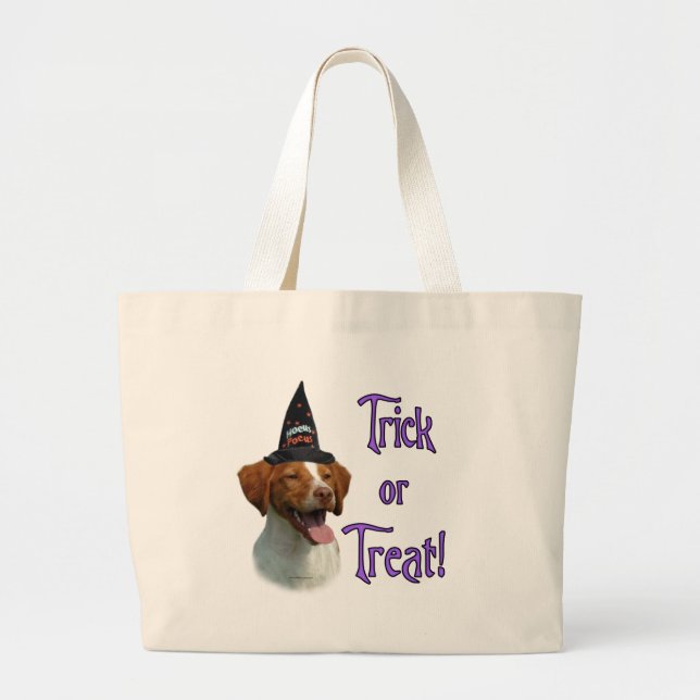 Brittany Spaniel Trick Large Tote Bag (Front)