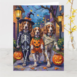 Brittany Spaniel Trick-or-Treating In Halloween  Card