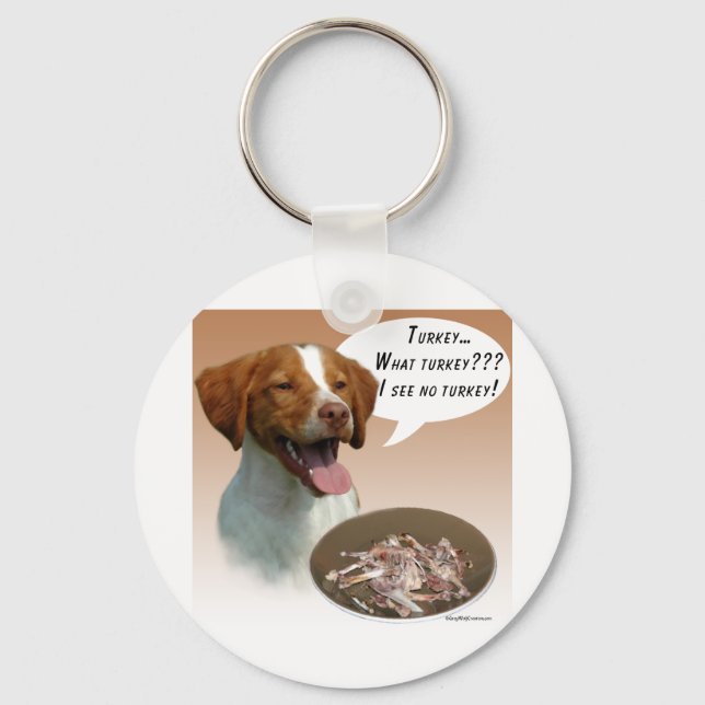 Brittany Spaniel Turkey Keychain (Front)