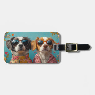 Brittany Spaniel With Heart Roses Valentine's Day  Luggage Tag