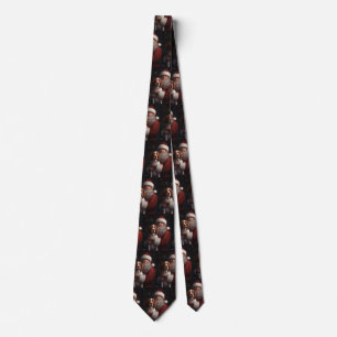 Brittany Spaniel With Santa Claus Christmas Tie