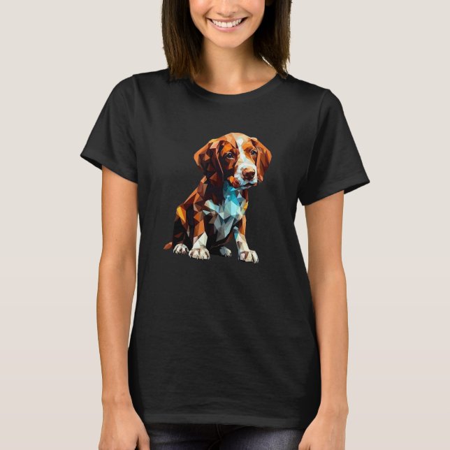 Brittany Springer Puppy Dog Pop Art T-Shirt (Front)
