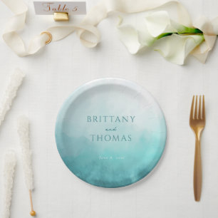 Brittany & Thomas Serene Blue Gradient Paper Plate