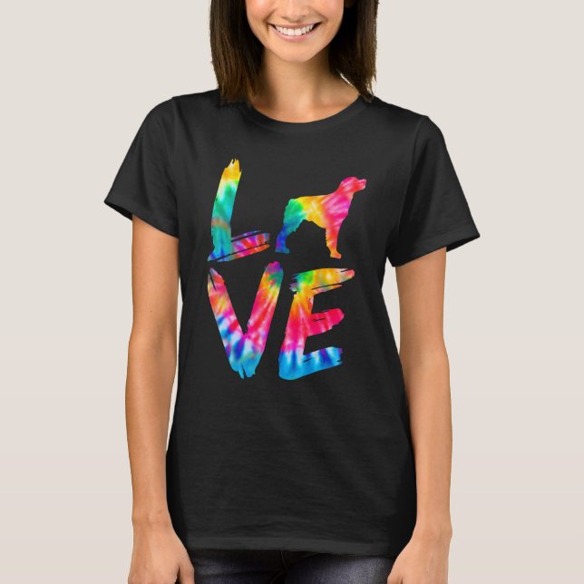 Brittany Tie Dye Love Dog Mom Dad T-Shirt (Front)