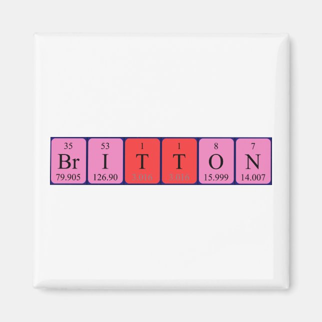 Britton periodic table name magnet (Front)