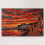 Brixham Sunrise: Gallery Edition Jigsaw Puzzle<br><div class="desc">Step into a peaceful morning on the English coast. This Gallery Edition puzzle captures the radiant "Harbor Glow" of Brixham, England, featuring the silhouette of a solitary walker beneath a dramatic, swirling sky. Rendered in Digital Modern Impressionism, this 1, 014-piece journey is designed to help you trade the screen for...</div>