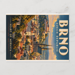 Brno Travel Poster: Heart of Moravia - Panoramic, Holiday Postcard