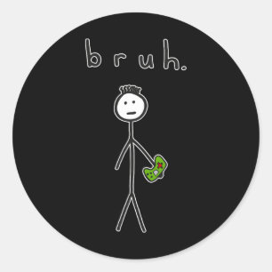 Bro Brah Cute Stick Figure For Video Game Gamer Lo Classic Round Sticker
