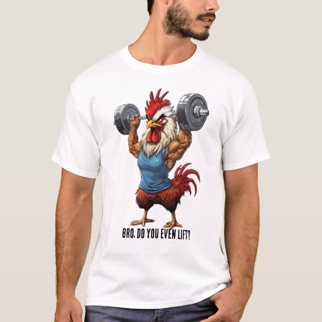 Bro, do you even lift? Funny Power Lift Gym Pun T-Shirt (Front)