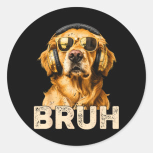 Bro Golden Retriever Kids Boys N Funny Dog Meme Classic Round Sticker