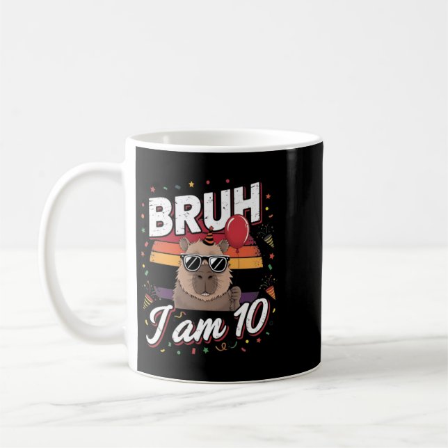 Bro I Am 10 Capybara Birthday Kid Coffee Mug (Left)