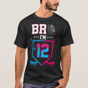 Bro I'm 12 Year Old Hockey Ice Cream Drip 12th Bir T-Shirt