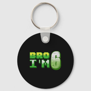 Bro I'm 6 Gamer Boy Pixel Number Sixth Birthday Bo Keychain