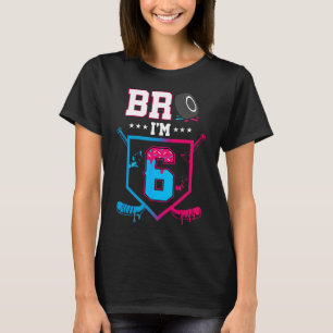 Bro I'm 6 Year Old Hockey Ice Cream Drip 6th Birth T-Shirt