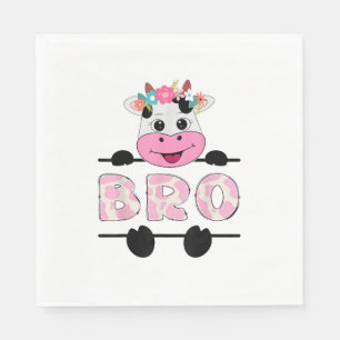 Bro Of The Birthday Girl Cow Brother Family Party Napkin