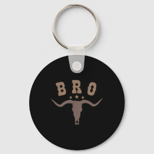 Bro Skull Bull Cowboy Western Rodeo Family Matchin Keychain