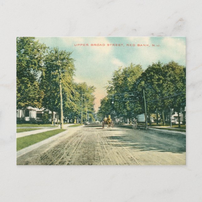 Broad St., Red Bank, NJ 1910 Vintage Postcard (Front)