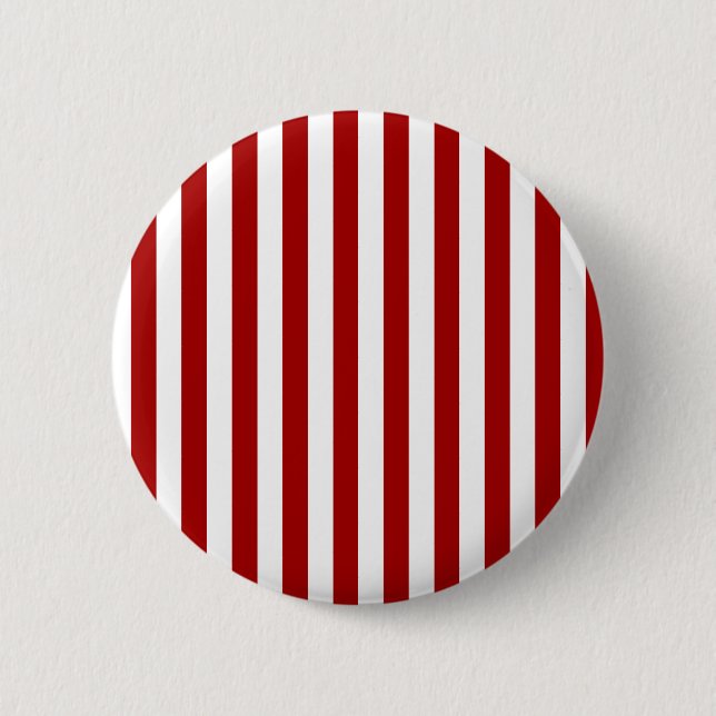 Broad Stripes - White and Dark Candy Apple Red 2 Inch Round Button (Front)