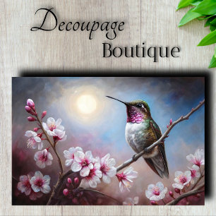 Broad Tailed Hummingbird Cherry Blossom Decoupage Tissue Paper