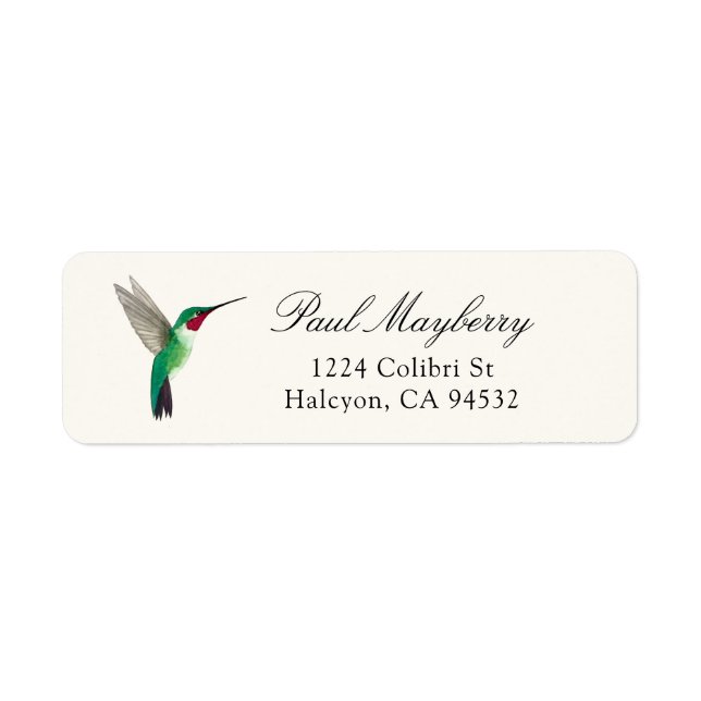 Broad-tailed Hummingbird Return Address Label (Front)