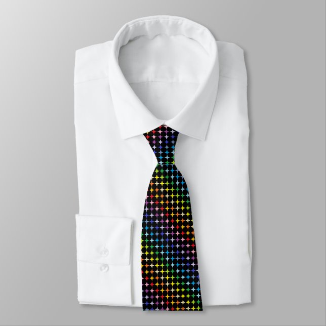 Broader Spectrum 4 Point Rainbow Stars Black Tie (Tied)