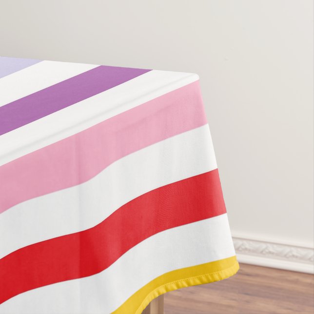 Broader Spectrum Rainbow and White Stripes Tablecloth (In Situ)