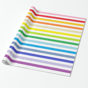 Broader Spectrum Rainbow and White Stripes Wrapping Paper